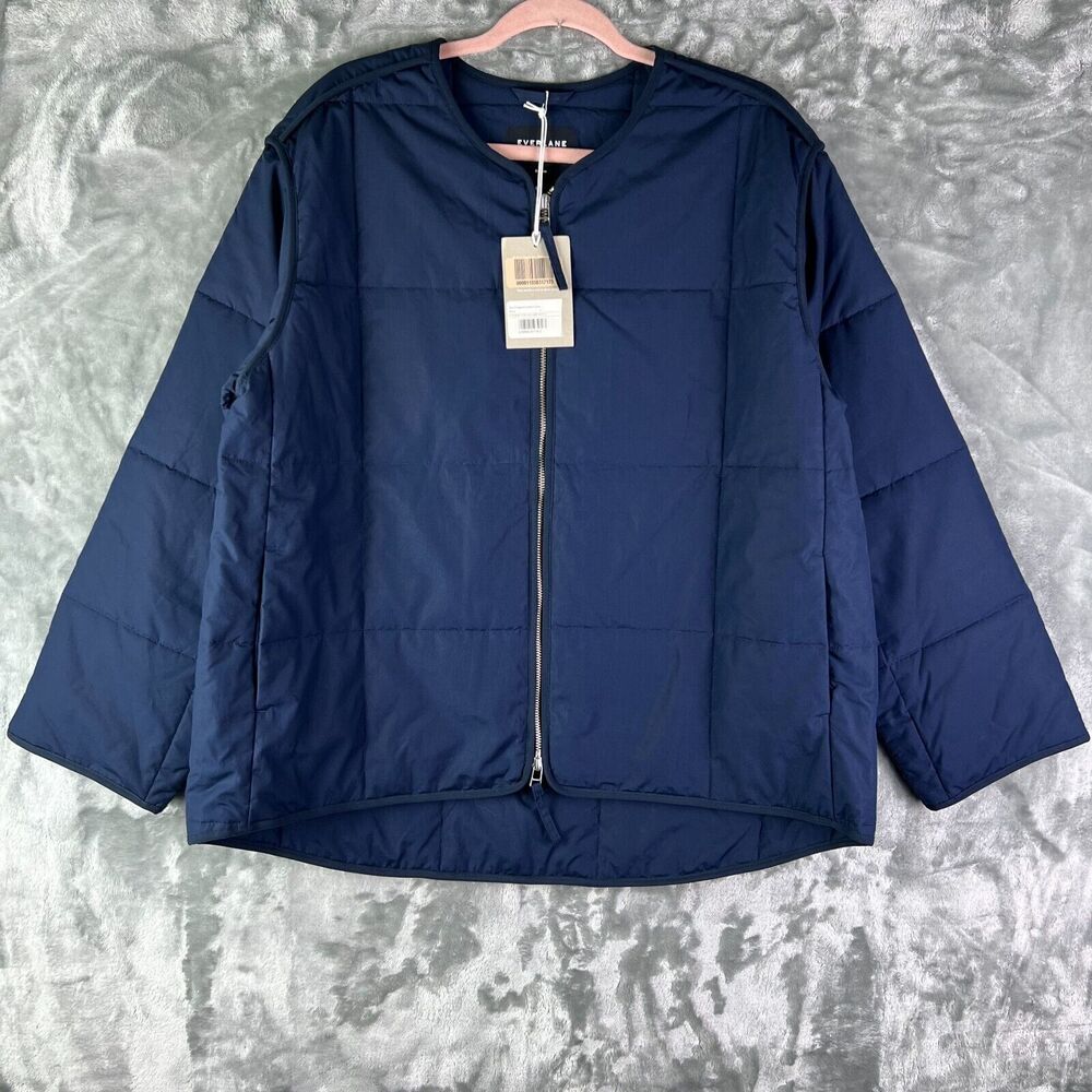 Everlane‎ Womens L Quilted Cotton Liner Jacket Large Puffer Navy MRSP $198